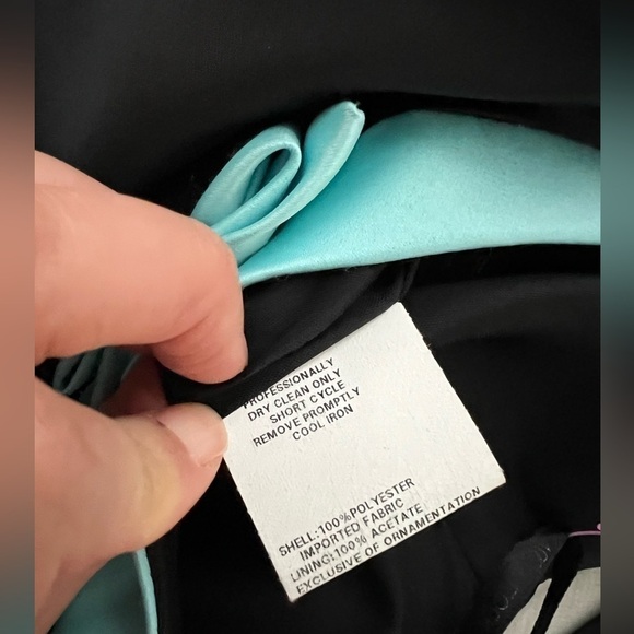 VINTAGE GUNNE SAX Off Shoulders Maxi A-line Ball Gown Black Blue Size S - Picture 6 of 7